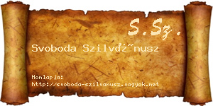 Svoboda Szilvánusz névjegykártya
